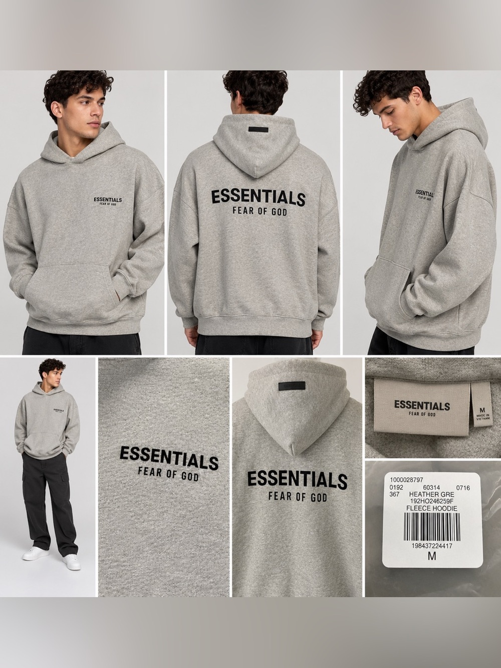 Fear of God Essentials Heather Gray Fleece Hoodie Men’s M NWT
